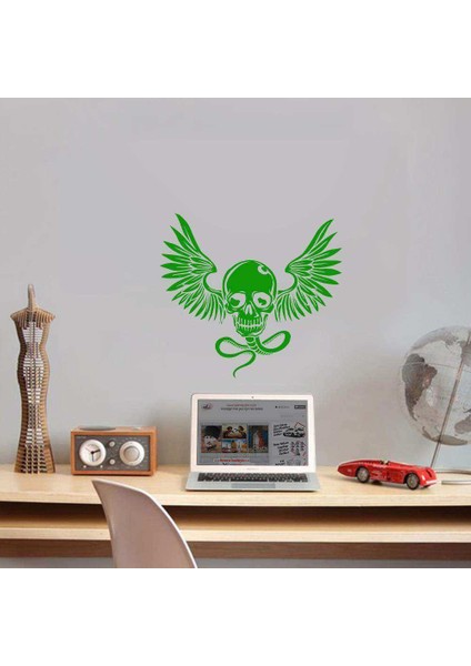 Ölüm Böceği Kurukafa Silüeti Dekoratif Duvar Sticker, Çıkartma, Etiket Yeşil