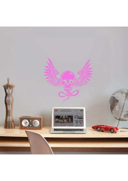 Ölüm Böceği Kurukafa Silüeti Dekoratif Duvar Sticker, Çıkartma, Etiket Pembe