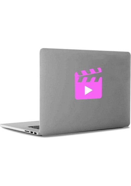 Yönetmen Klaket Play Mac Book Laptop Sticker, Etiket, Çıkartma Pembe