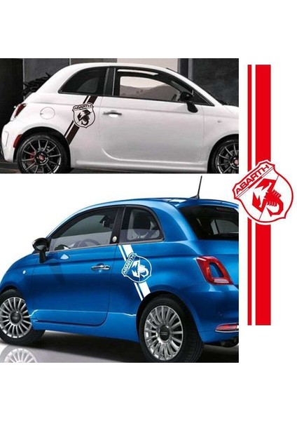 2 Adet Abarth Logo Çamurluk Şerit Sticker Araba Oto Etiket, Aksesuar, Tuning, Modifiye