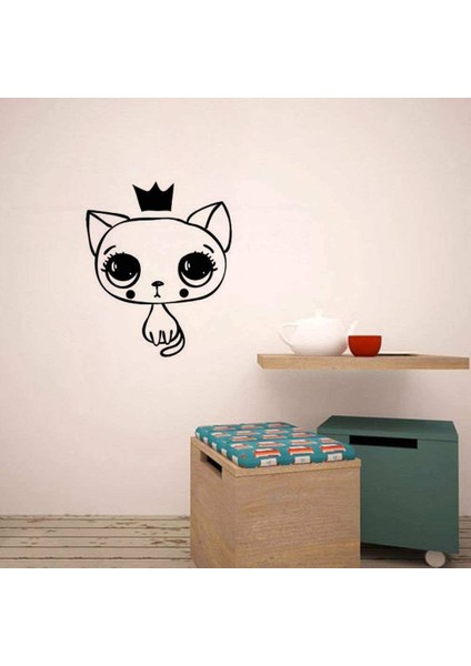 Prenses Kedi Dekoratif Duvar Sticker - C92