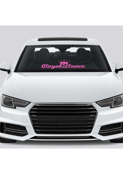 Taçlı Stance Royal Yazılı Sticker, Oto, Araba, Araç, Etiket, Aksesuar, Tuning, Modifiye, Arma Pembe