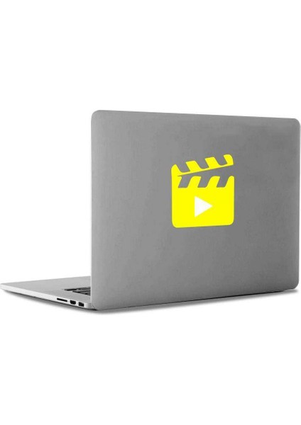 Yönetmen Klaket Play Mac Book Laptop Sticker, Etiket, Çıkartma Sarı