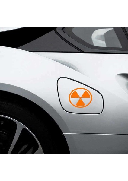 Radyasyon Simge Yakıt Depo Kapağı Sticker, Araba, Oto Etiket, Tuning, Aksesuar, Modifiye Turuncu