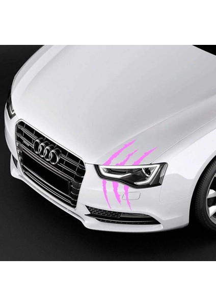 Monster Canavar Pençe Izi Uzun Far Sticker - Araba Etiket, Çıkartma - Aksesuar -Modifiye -Arma Pembe