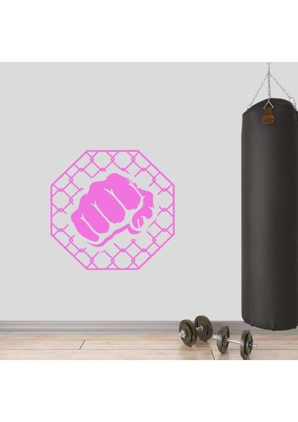 Tel Örgüyü Kıran Yumruk Dekoratif Duvar Sticker, Çıkartma, Etiket Pembe