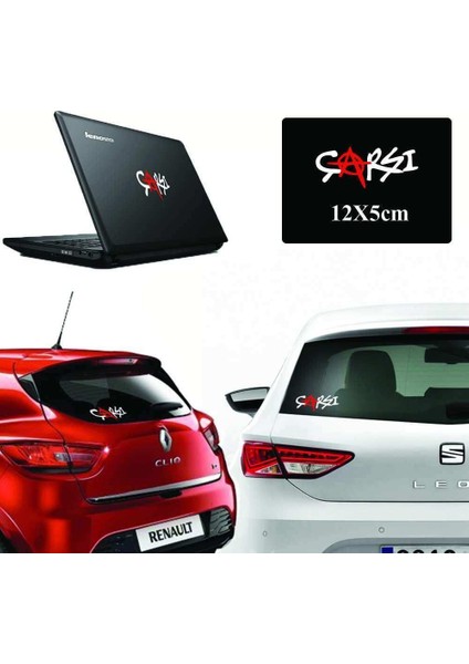 Kırmızı Beyaz Çarşı Transfer Harf Oto Sticker -Araç Aksesuar 12X5CM