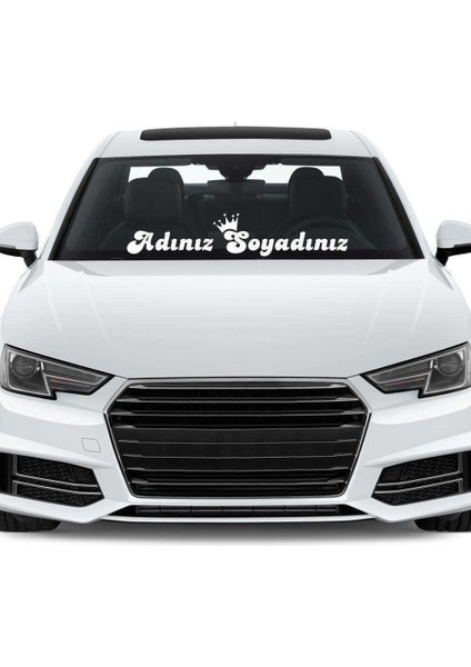 Taçlı İsme Özel Yazı Yazdırma Ön Cam Sticker, Araba, Oto, Etiket, Tuning, Aksesuar, Modifiye, Arma,
