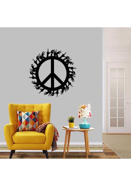Barış Sembollü - El Işaretleri Silüet Dekoratif Duvar Sticker, Çıkartma, Etiket