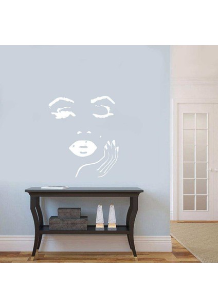 Göz Kırpan Marilyn Monroe Portre Silüeti Duvar Sticker, Çıkartma Beyaz