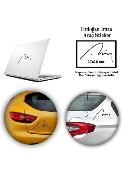 Recep Tayip Erdoğan Imzalı Araç Sticker - Araç Oto Sticker -Araç Aksesuar - 17X10 cm