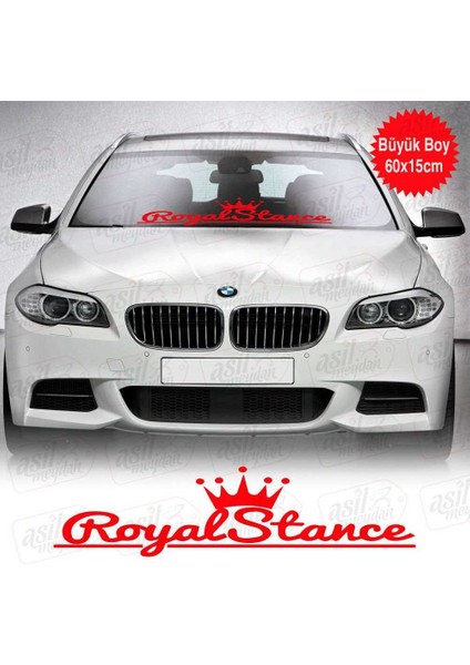 Taçlı Stance Royal Yazılı Kırmızı Sticker Oto, Araba, Araç, Etiket, Aksesuar, Tuning, Modifiye, Arma