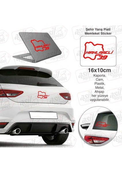 Kırklareli Ili 39 Plaka Kodu Memleket Kırmızı Yarış Pisti Sticker - Oto Araba Etiket, Aksesuar