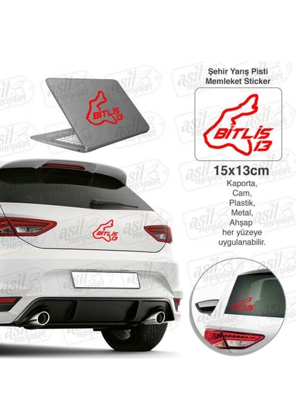 Bitlis Ili 13 Plaka Kodu Memleket Yarış Pisti Kırmızı Sticker - Oto Araba Etiket, Aksesuar, Tuning