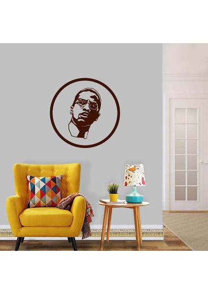Malcolm x Insan Hakları Savunucusu Silüeti Dekoratif Duvar Sticker, Çıkartma, Etiket Kahverengi
