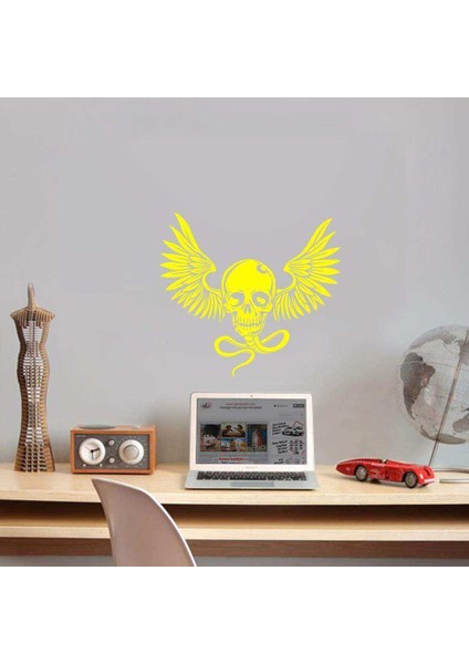 Ölüm Böceği Kurukafa Silüeti Dekoratif Duvar Sticker, Çıkartma, Etiket Sarı