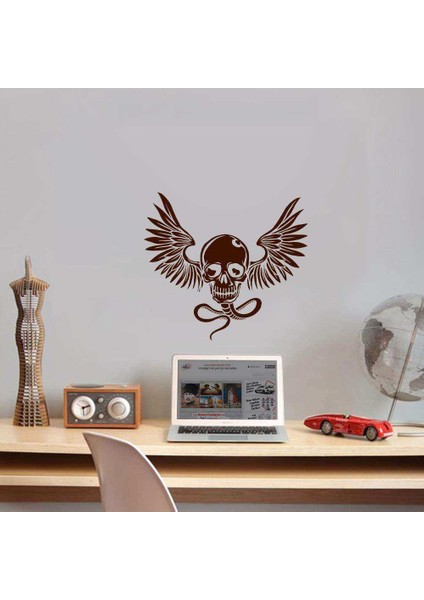 Ölüm Böceği Kurukafa Silüeti Dekoratif Duvar Sticker, Çıkartma, Etiket Kahverengi