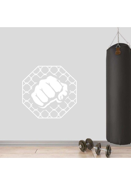 Tel Örgüyü Kıran Yumruk Dekoratif Duvar Sticker, Çıkartma, Etiket Beyaz