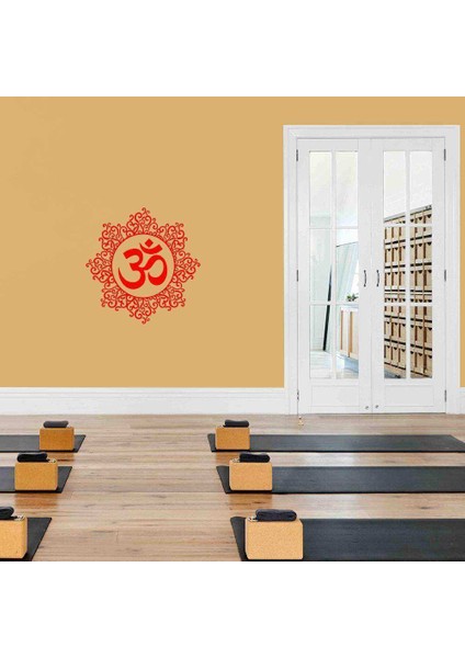 Yoga, Meditasyon Om Simgesi Dekoratif Duvar Sticker, Çıkartma, Etiket Kırmızı