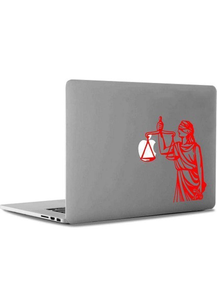 Adalet Simgesi Mac Book Laptop Sticker, Etiket, Çıkartma Kırmızı