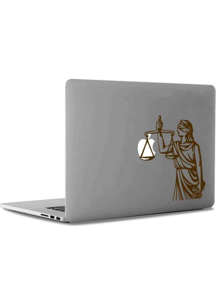 Adalet Simgesi Mac Book Laptop Sticker, Etiket, Çıkartma Kahverengi