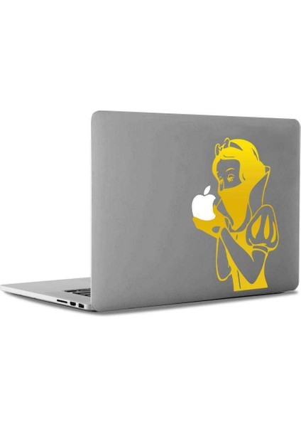 Maskeli Pamuk Prenses Mac Book Laptop Sticker, Etiket, Çıkartma Altın / Dore
