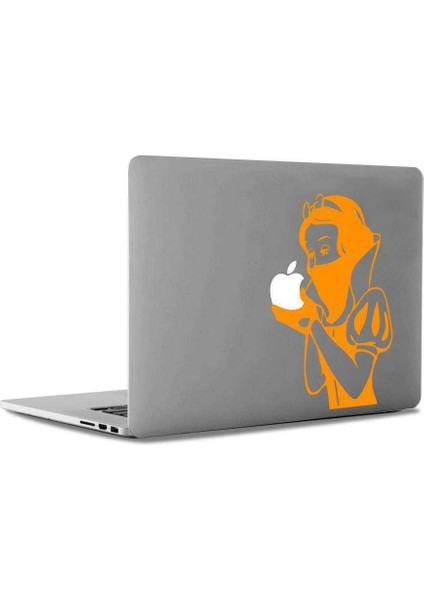 Maskeli Pamuk Prenses Mac Book Laptop Sticker, Etiket, Çıkartma Turuncu