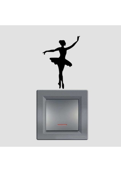 Balerin - Kadın Siluet - Minimal Sanat Tasarım Priz Sticker Duvar Dekorasyon Çıkartma