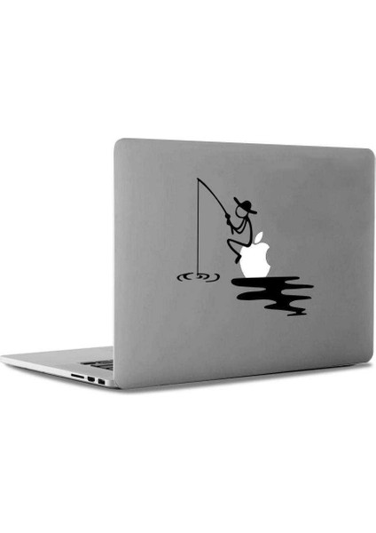 Balık Tutan Adam Gün Batımı Mac Book Laptop Sticker, Etiket, Çıkartma