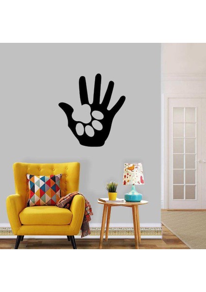 Avuç Içi Sevimli Hayvan Dost Patisi Silüeti Dekoratif Duvar Sticker, Çıkartma