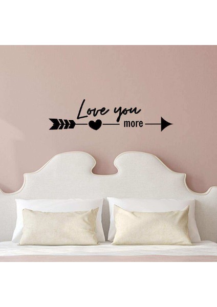 Love You More Kalpli Ok Silüet Dekoratif Duvar Sticker, Çıkartma, Etiket