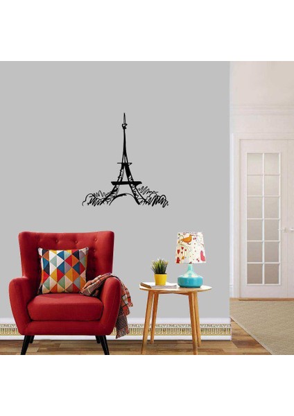 Paris, Eyfel Kulesi, Çizim Silüet Dekoratif Duvar Sticker, Çıkartma, Etiket