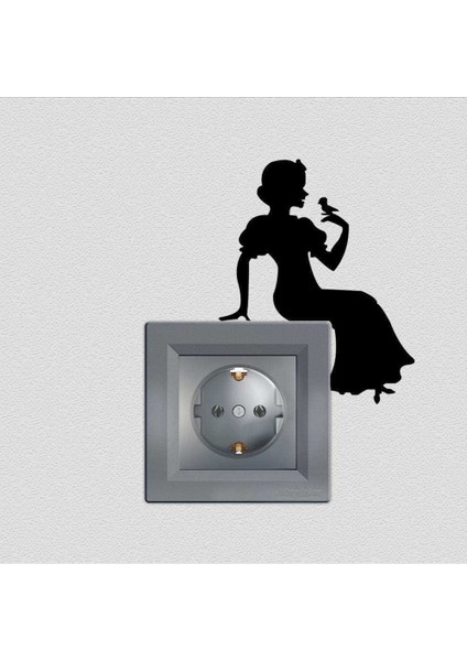 4 Adet Pamuk Prenses Çocuk Odası Dekoratif Priz Sticker Duvar Çıkartma, Etiket