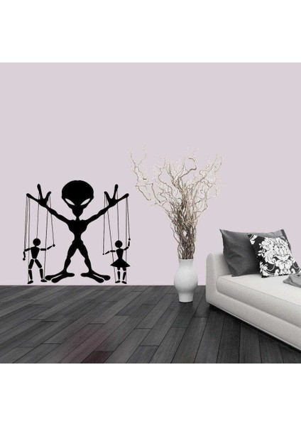 Uzaylı ve Kuklalar Silüeti Dekoratif Duvar Sticker, Çıkartma