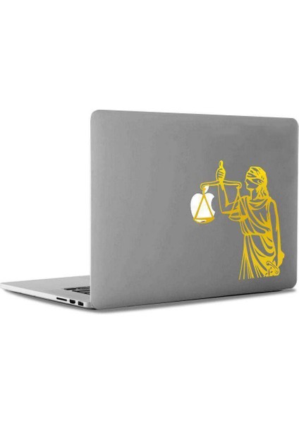 Adalet Simgesi Mac Book Laptop Sticker, Etiket, Çıkartma Altın / Dore