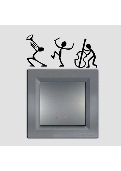 Müzisyenler Esprili Ince Kesim Tasarım Priz Sticker Duvar Dekorasyon Çıkartma