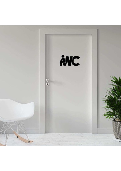 Wcde Oturup Düşünen Espirili Adam Silüeti Kapı Dekoratif Sticker