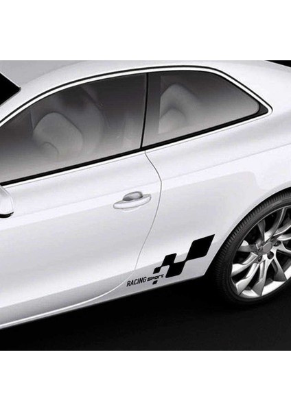 Racing Sport Damalı Bayrak Sticker - Araç Oto Araba Etiket, Arma, Aksesuar, Modifiye, Tuning