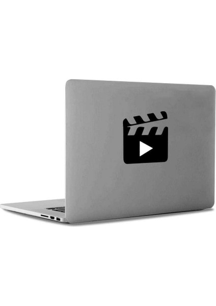 Yönetmen Klaket Play Mac Book Laptop Sticker, Etiket, Çıkartma Siyah