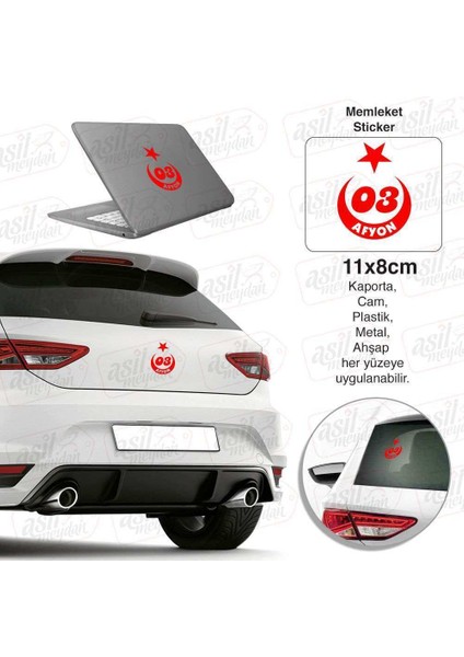 Afyon Plaka 03 Ay Yıldız Kırmızı Sticker, Araba, Araç, Etiket, Aksesuar, Tuning, Modifiye, Arma