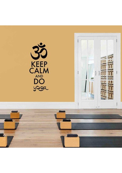 Keep Calm And Do Yoga Yazılı Dekoratif Duvar Sticker, Çıkartma, Etiket