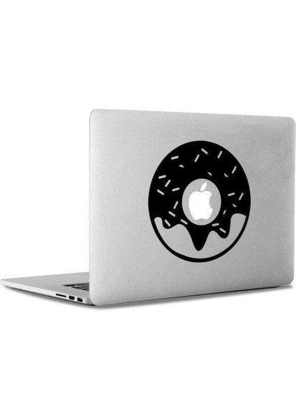Donut Silueti Mac Book Laptop Sticker, Etiket, Çıkartma