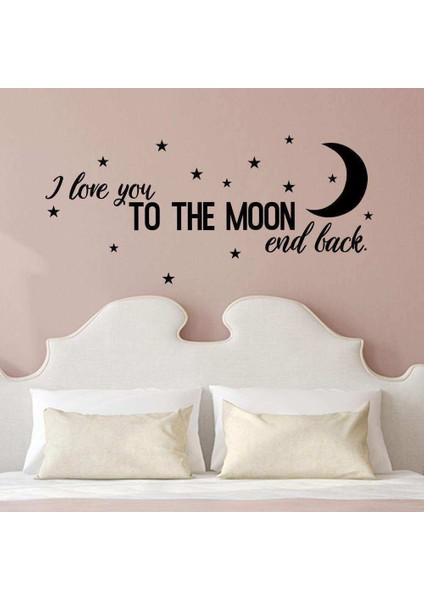 I Love You To The Moon End Back Silüet Dekoratif Duvar Sticker, Çıkartma, Etiket