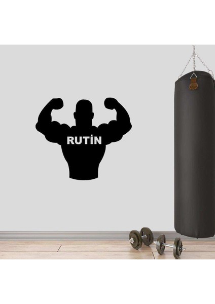 Rutin Yazılı Kaslı Vücut, Fitness Dekoratif Duvar Sticker, Çıkartma, Etiket
