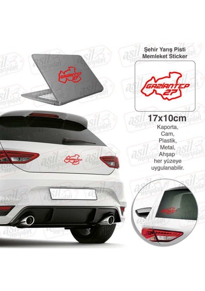 Gaziantep Ili 27 Plaka Kodu Memleket Yarış Pisti Kırmızı Sticker -Oto Araba Etiket, Aksesuar, Tuning