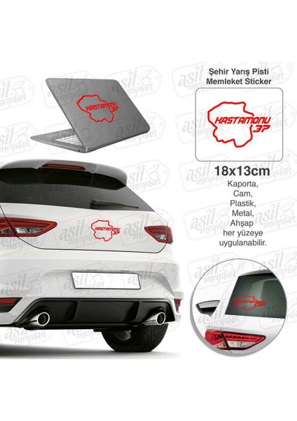 Kastamonu Ili 37 Plaka Kodu Memleket Kırmızı Yarış Pisti Sticker - Oto Araba Etiket, Aksesuar