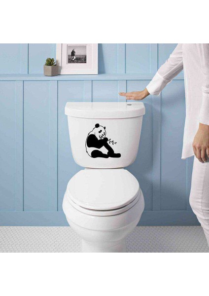 Sevimli Panda Silüeti Dekoratif Wc Klozet Sticker, Çıkartma, Etiket
