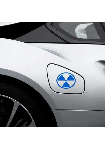 Radyasyon Simge Yakıt Depo Kapağı Sticker, Araba, Oto Etiket, Tuning, Aksesuar, Modifiye Mavi