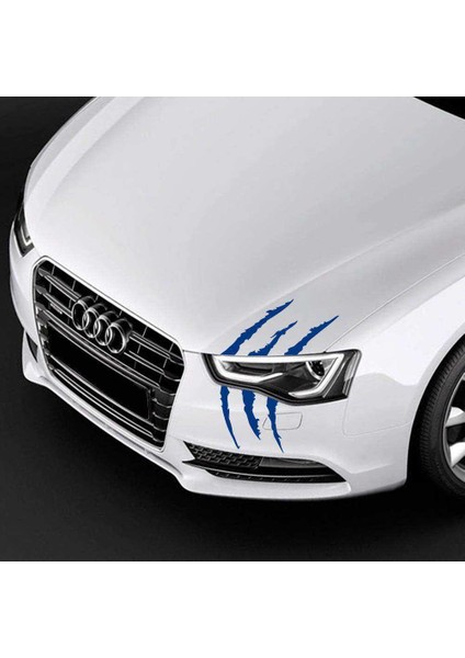 Monster Canavar Pençe Izi Uzun Far Sticker - Araba Etiket, Çıkartma - Aksesuar -Modifiye -Arma Mavi