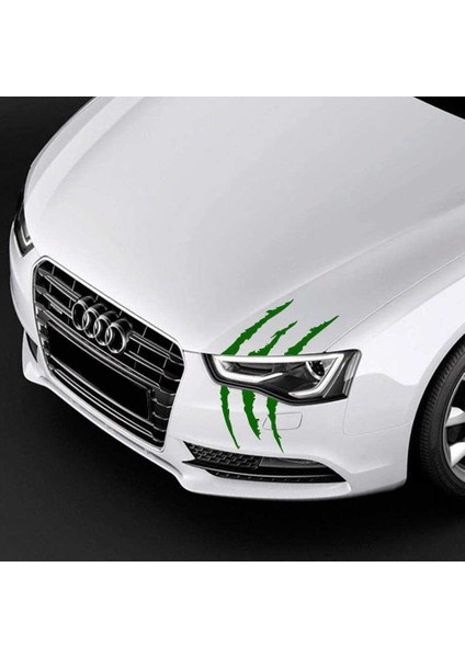 Monster Canavar Pençe Izi Uzun Far Sticker - Araba Etiket, Çıkartma - Aksesuar -Modifiye -Arma Yeşil